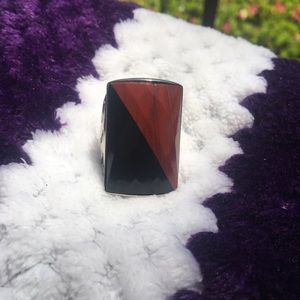 Stainless Steel Statement Ring with Black/Brownish